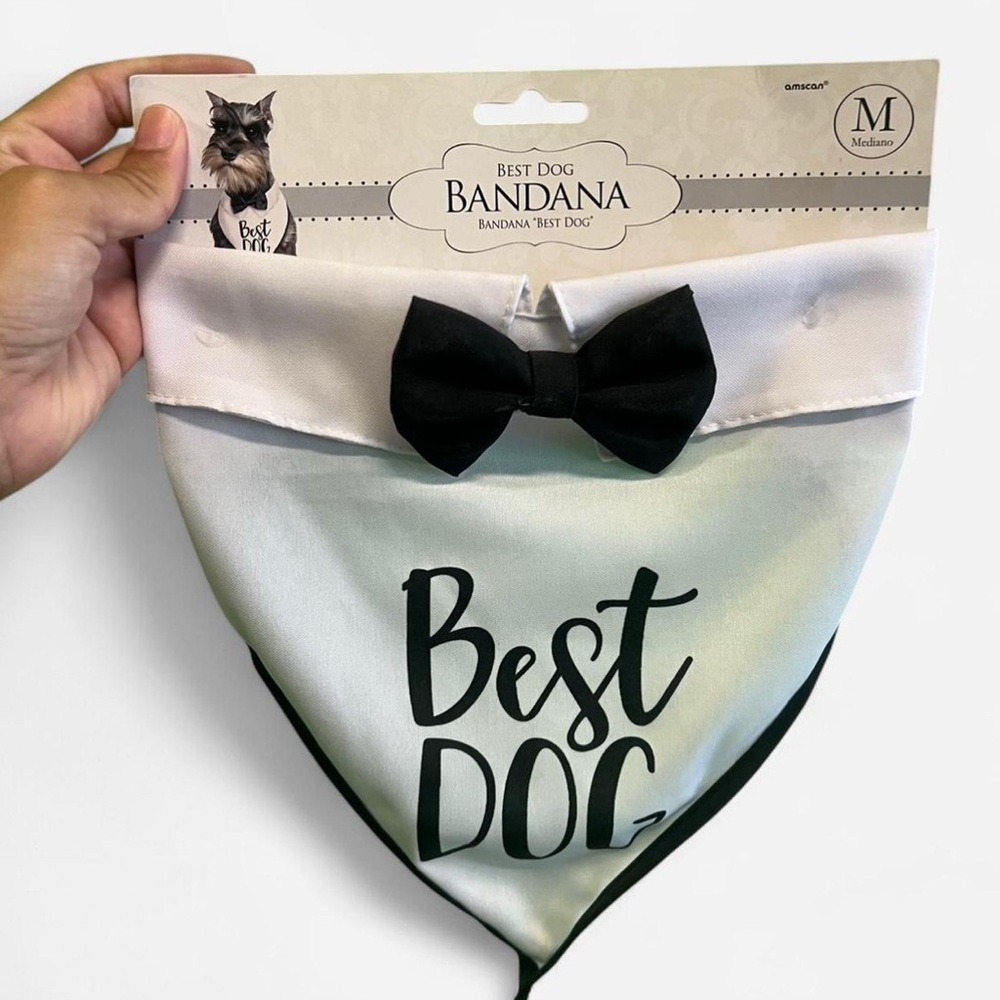Best Dog Tuxedo White Bandana with Black Size Medium